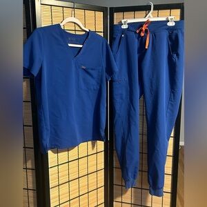 Figs Royal Blue Scrub Top and Jogger Pants